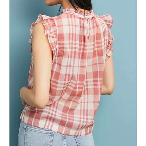 Anthropologie Isabella Sinclair Plaid Ruffle Sleeveless Top Size XS $88 - Picture 2 of 7